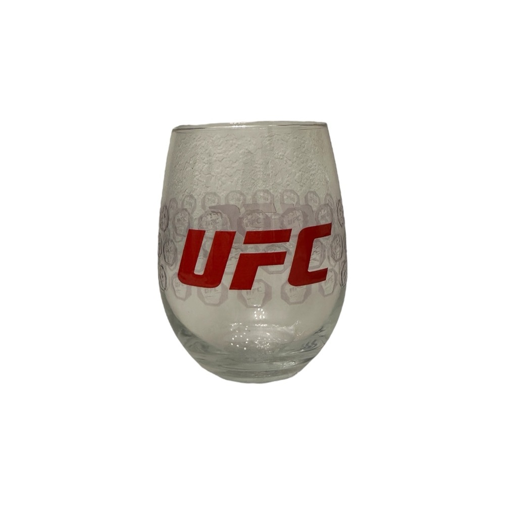 UFC Red Logo Stemless Wine Glass MMA Gloves Official Licensed Product $18 MSRP